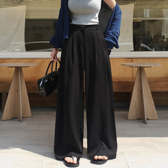 【丈別】ツーピンタックワイドスラックス BLACK