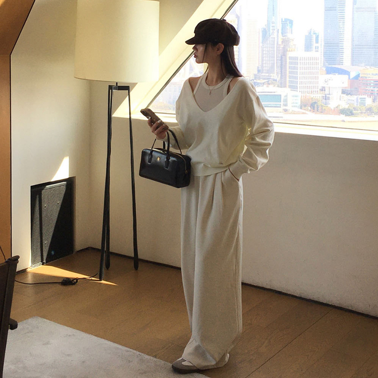 【丈別】ツーピンタックワイドスラックス IVORY