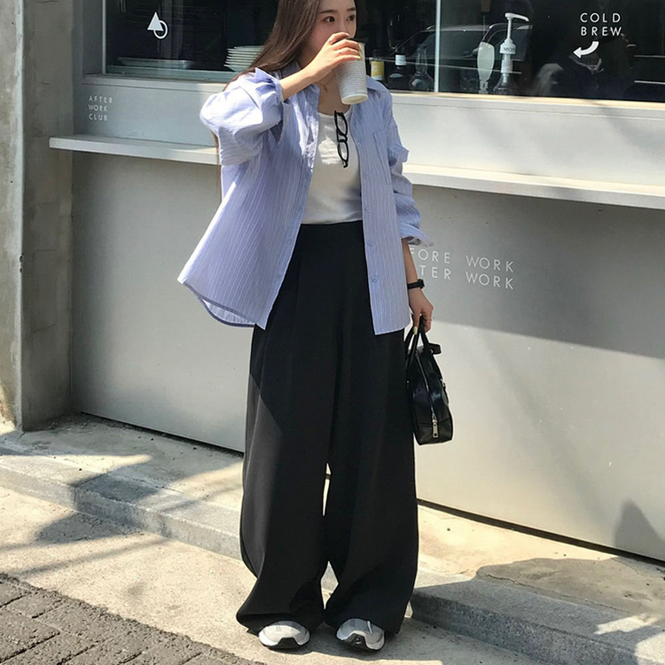 【丈別】ツーピンタックワイドスラックス CHARCOAL