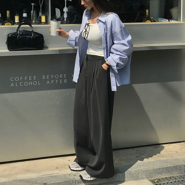 【丈別】ツーピンタックワイドスラックス CHARCOAL