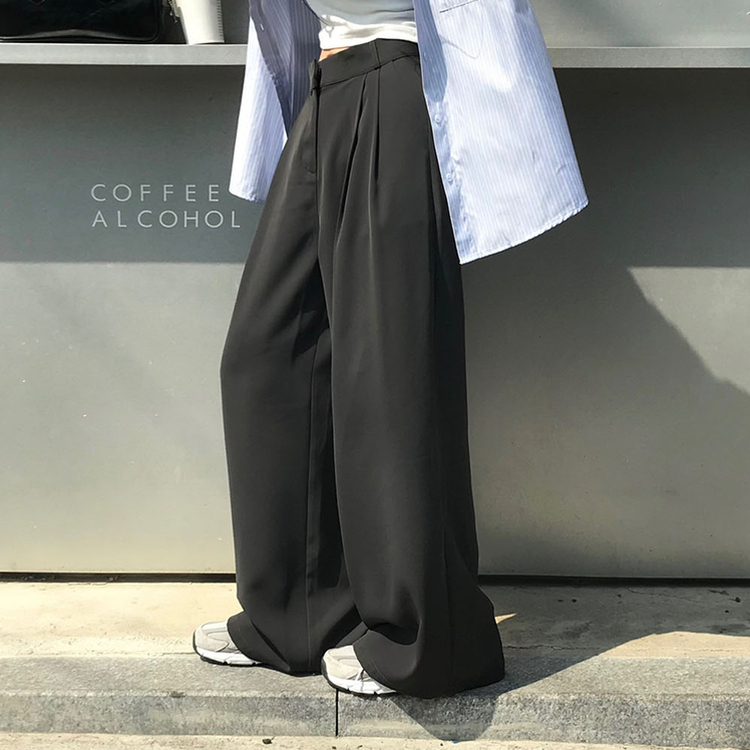 【丈別】ツーピンタックワイドスラックス CHARCOAL