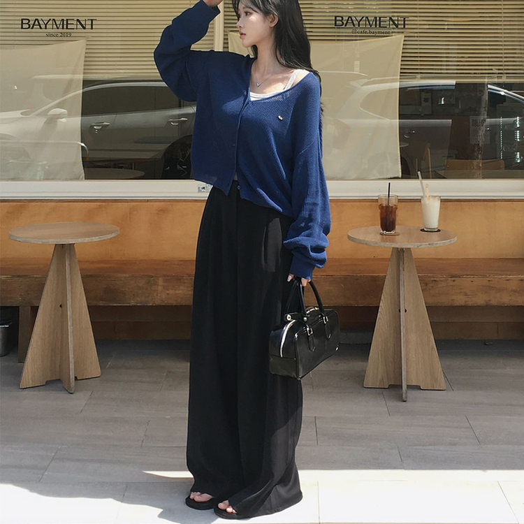 【丈別】ツーピンタックワイドスラックス BLACK