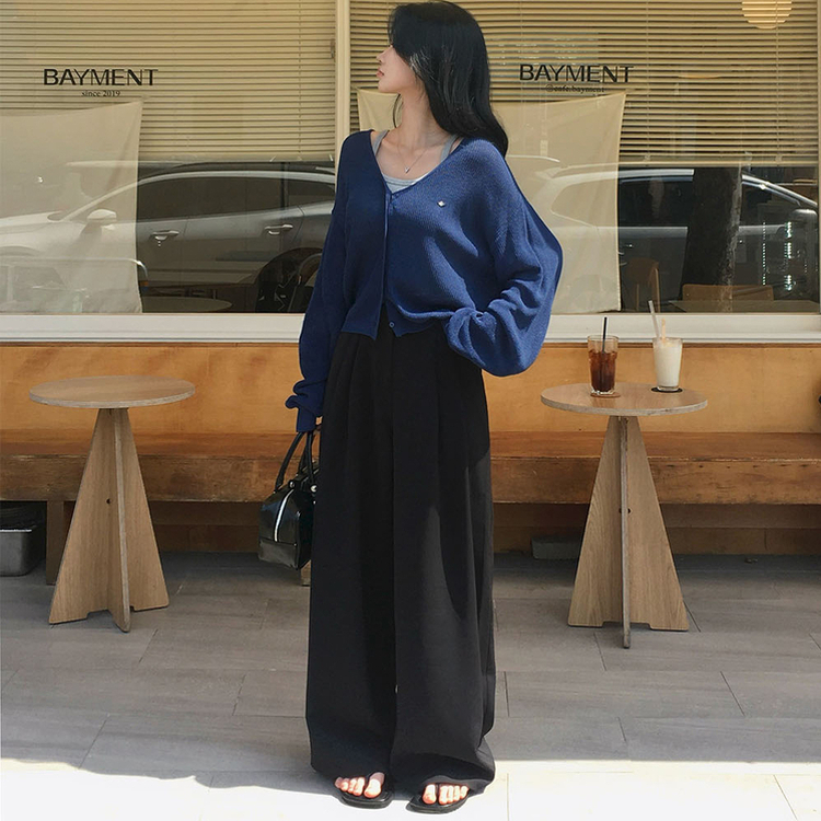 【丈別】ツーピンタックワイドスラックス BLACK