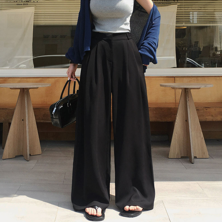 【丈別】ツーピンタックワイドスラックス BLACK