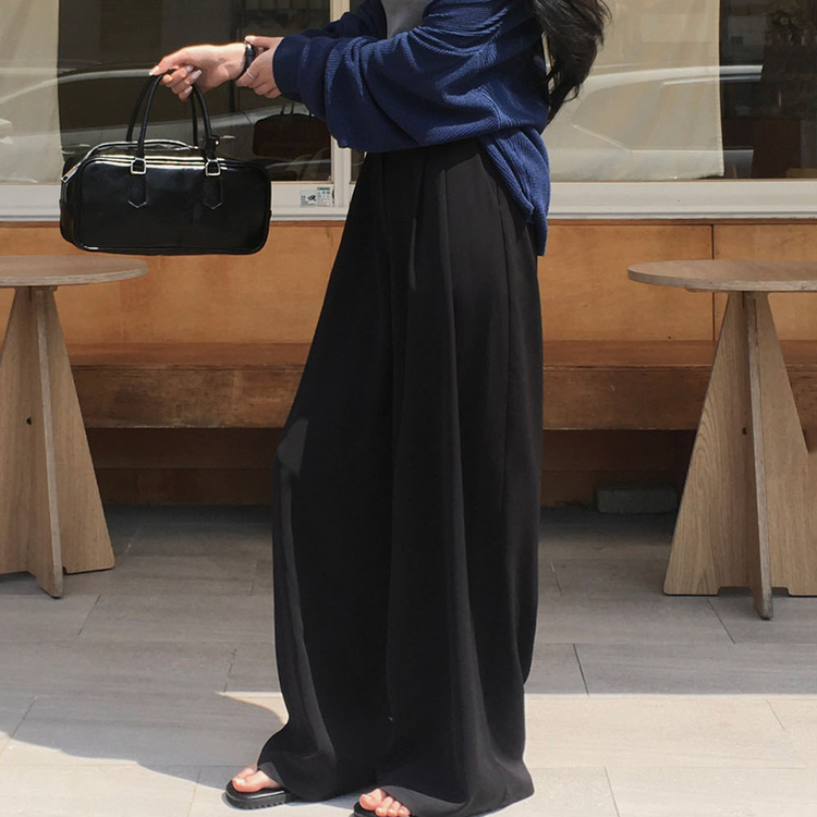 【丈別】ツーピンタックワイドスラックス BLACK