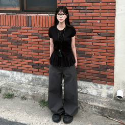 カーディガン パフラウンドカーディガン(5color) BLACK