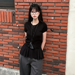 カーディガン パフラウンドカーディガン(5color) BLACK