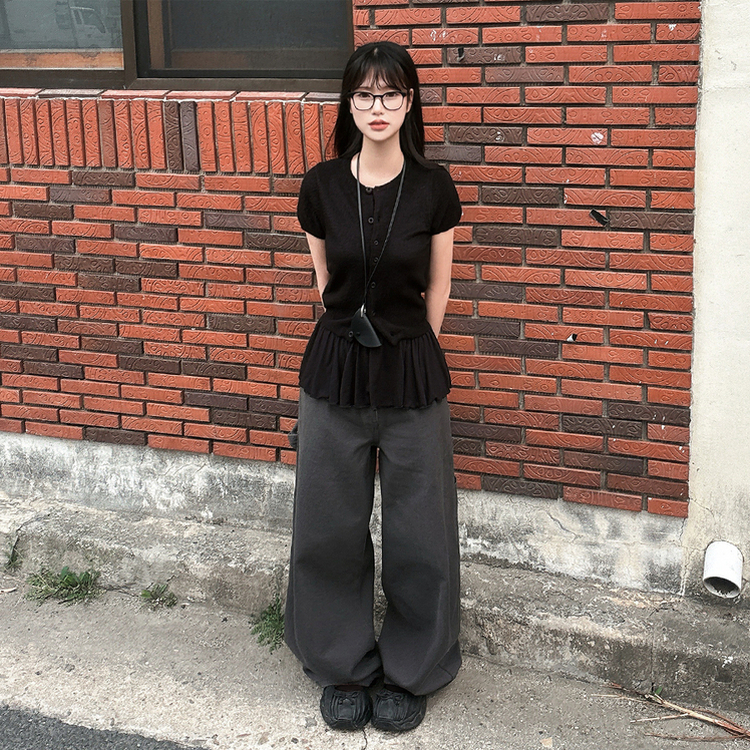 カーディガン パフラウンドカーディガン(5color) BLACK