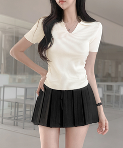 ニット シャーリング半袖ニット IVORY