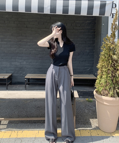 ニット シャーリング半袖ニット BLACK