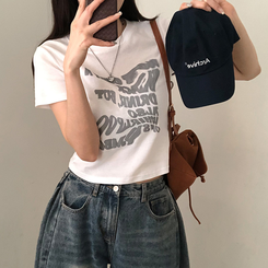 半袖Tシャツ レタリングクロップ半袖Tシャツ(5color) IVORY