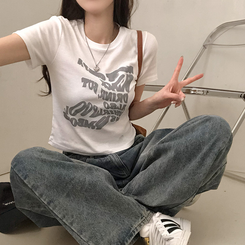 半袖Tシャツ レタリングクロップ半袖Tシャツ(5color) IVORY