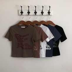 半袖Tシャツ レタリングクロップ半袖Tシャツ(5color)