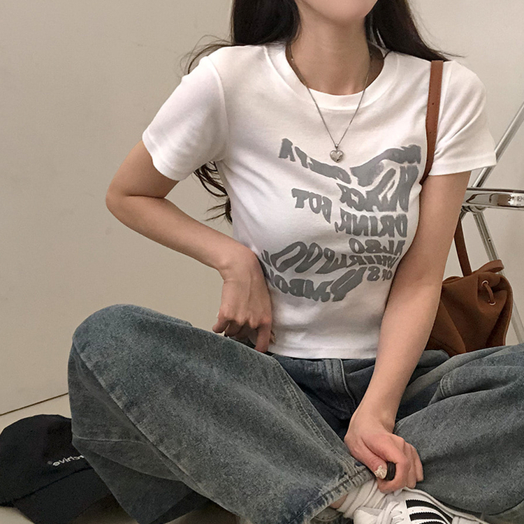 半袖Tシャツ レタリングクロップ半袖Tシャツ(5color) IVORY