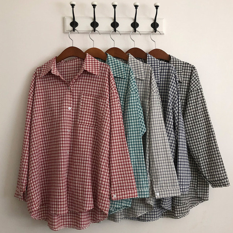 마인파밍 루즈핏 체크 셔츠