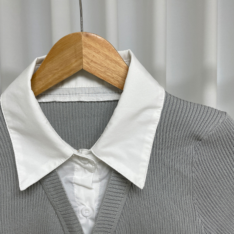 자스민 레이어드 크롭 반팔 셔츠 가디건 3color