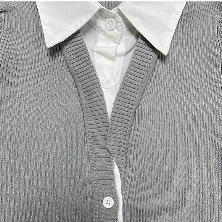 자스민 레이어드 크롭 반팔 셔츠 가디건 3color