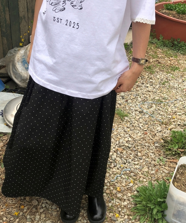 バルーンフレアドットスカート(5color) BLACK