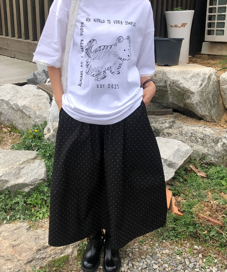 バルーンフレアドットスカート(5color) BLACK