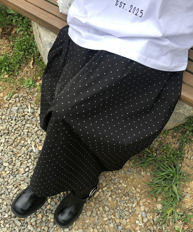 バルーンフレアドットスカート(5color) BLACK