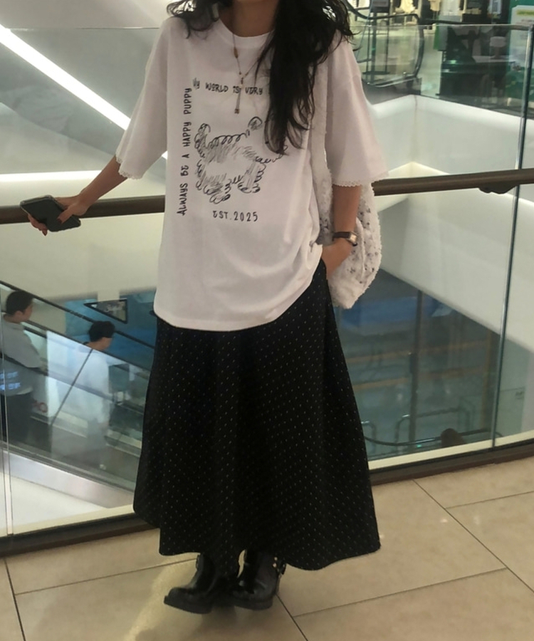 バルーンフレアドットスカート(5color) BLACK