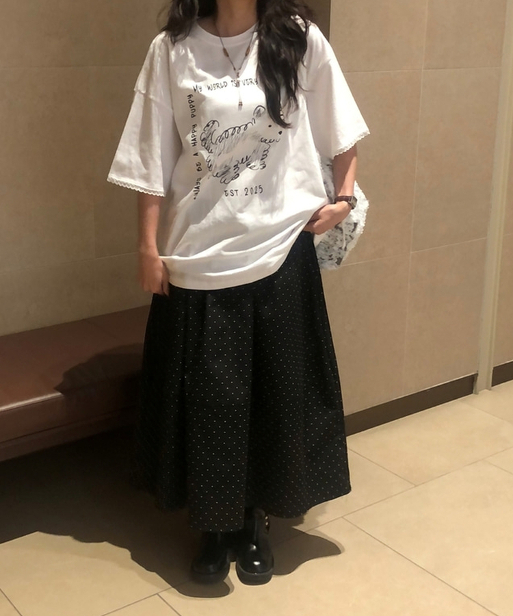 バルーンフレアドットスカート(5color) BLACK