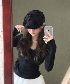 ファッション雑貨 フラワーハンティングキャップ BLACK