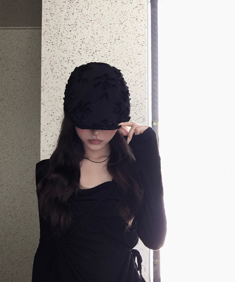 ファッション雑貨 フラワーハンティングキャップ BLACK