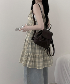 ミニワンピース チェックフリルミニワンピース LIGHT YELLOW
