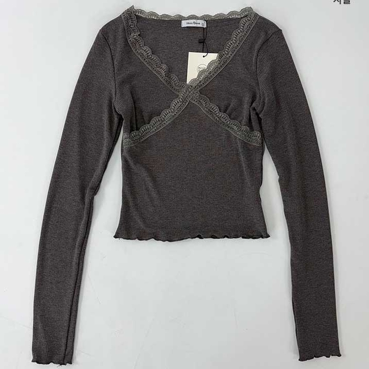 レーススリットライン長袖Tシャツ