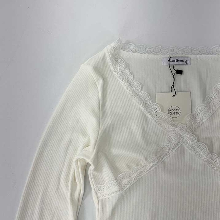 レーススリットライン長袖Tシャツ