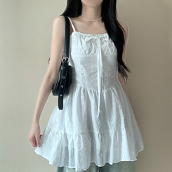 ミニワンピース リボンフレアキャミソールミニワンピース WHITE
