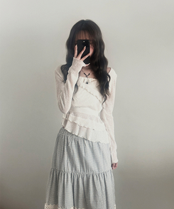 ニット ホルターレイヤードフリルアンバランスニット IVORY