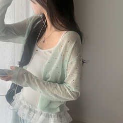 カーディガン ドットシースルーカーディガン MINT