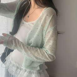 カーディガン ドットシースルーカーディガン MINT