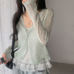 カーディガン ドットシースルーカーディガン MINT