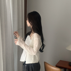 カーディガン ドットシースルーカーディガン IVORY