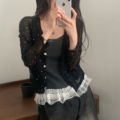 カーディガン ドットシースルーカーディガン BLACK
