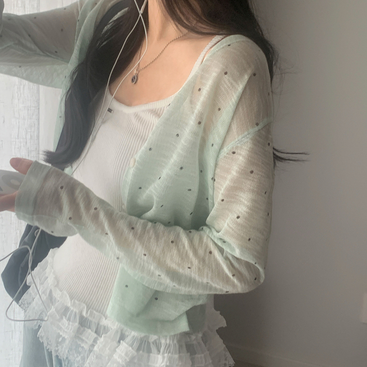 ドットシースルーカーディガン MINT