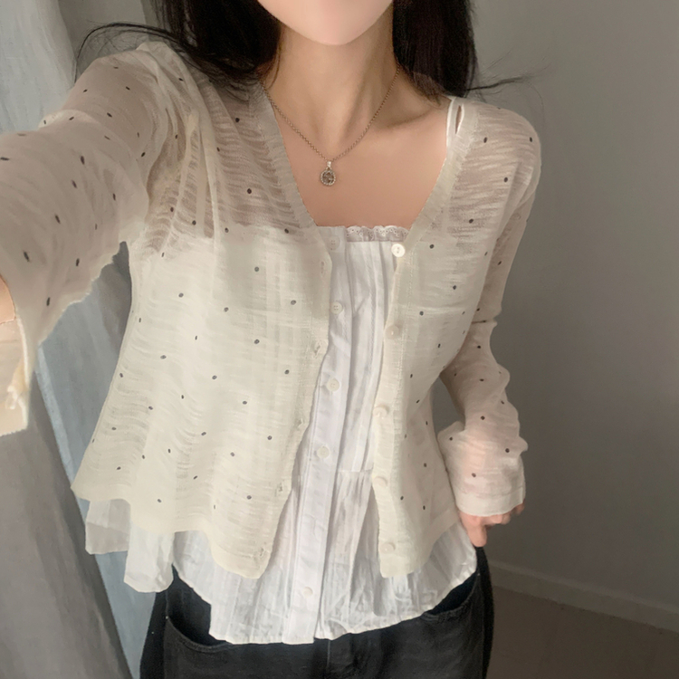 ドットシースルーカーディガン IVORY