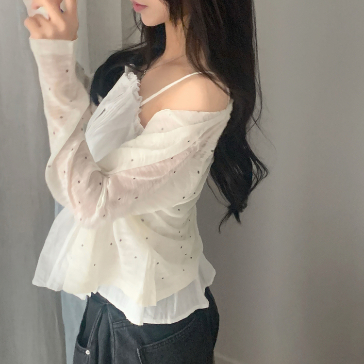 ドットシースルーカーディガン IVORY