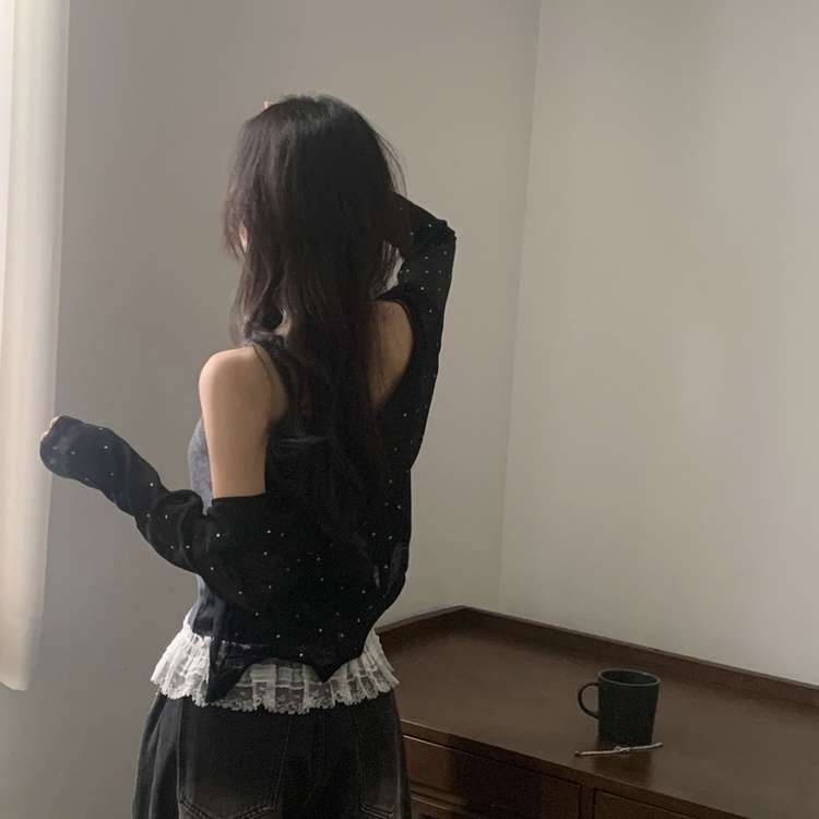 ドットシースルーカーディガン BLACK