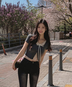 半袖Tシャツ レースレイヤードリボン半袖Tシャツ GREY