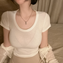 半袖Tシャツ ラウンドクロップ半袖Tシャツ WHITE
