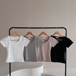 半袖Tシャツ ラウンドクロップ半袖Tシャツ