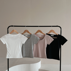 半袖Tシャツ ラウンドクロップ半袖Tシャツ