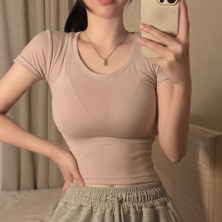 ラウンドクロップ半袖Tシャツ PINK