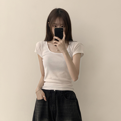 半袖Tシャツ セミクロップ半袖Tシャツ(6color) IVORY