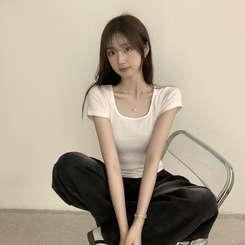 半袖Tシャツ セミクロップ半袖Tシャツ(6color) IVORY