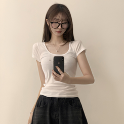半袖Tシャツ セミクロップ半袖Tシャツ(6color) IVORY